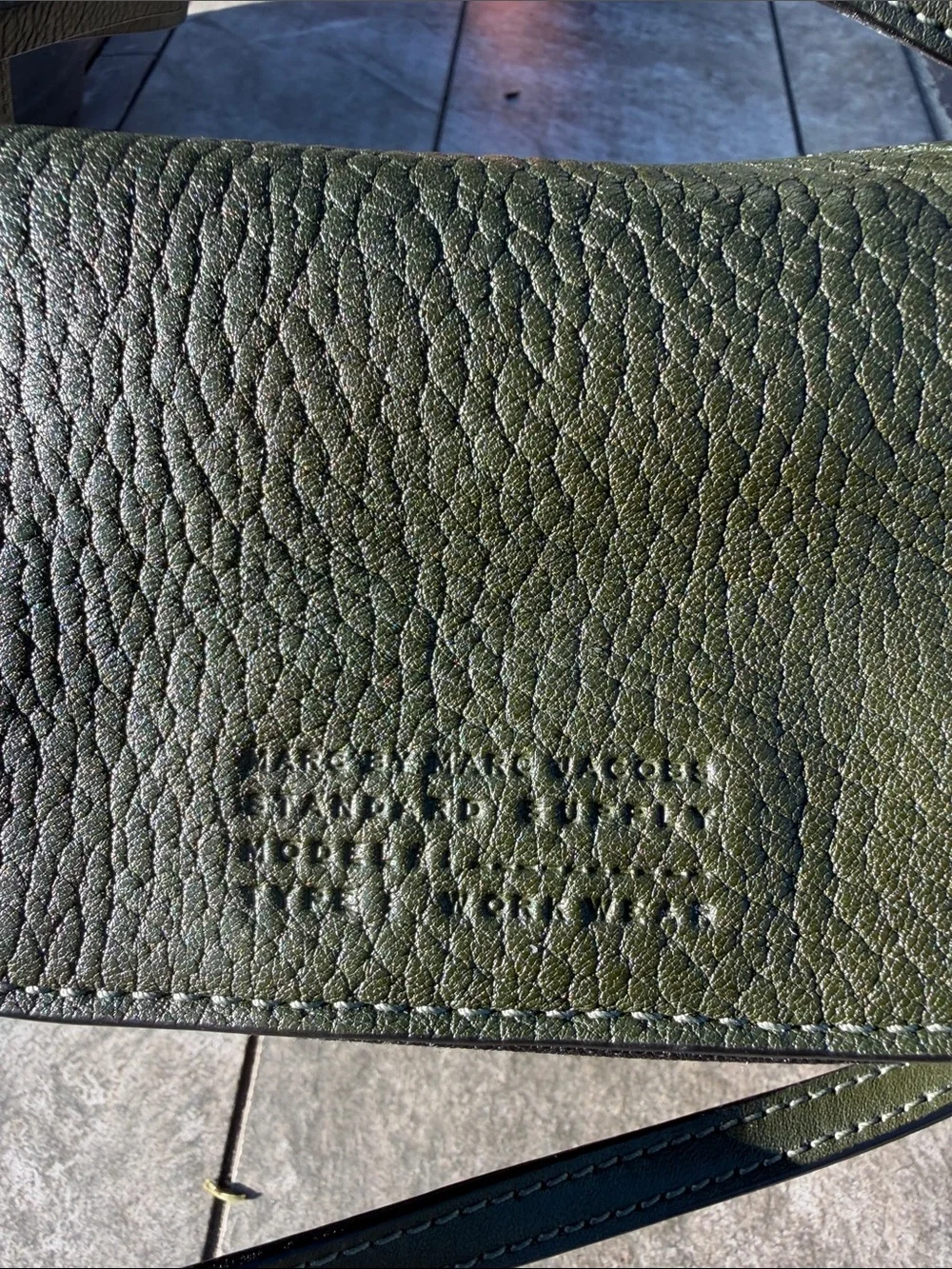Marc Jacobs REVERSIBLE leather Crossbody / Creme /Hunter Green, GOAT leather